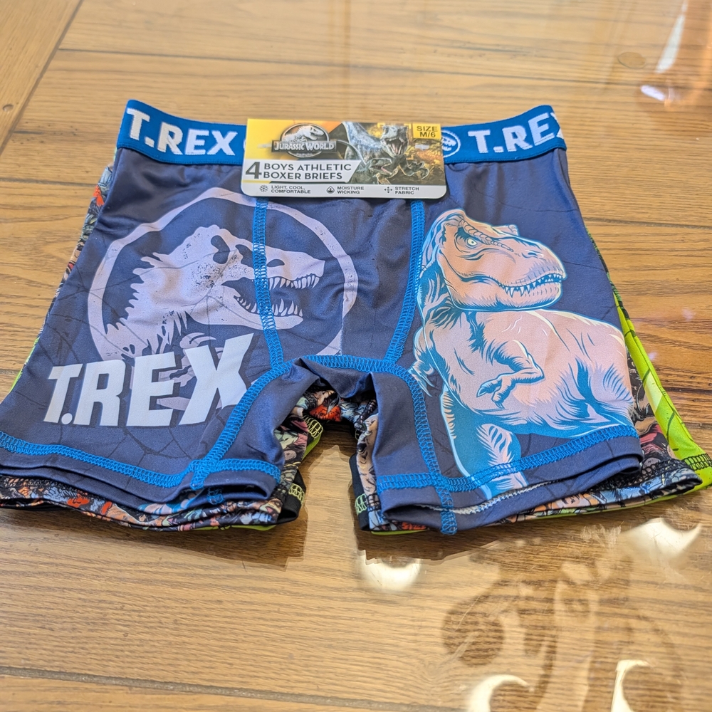 Jurassic World Boys 4-Pack Athletic Boxer Brief Size M/6 NWT